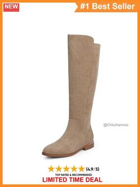 Modatope Rounded Toe Flat Stretchy Knee High Boots Side Zipper